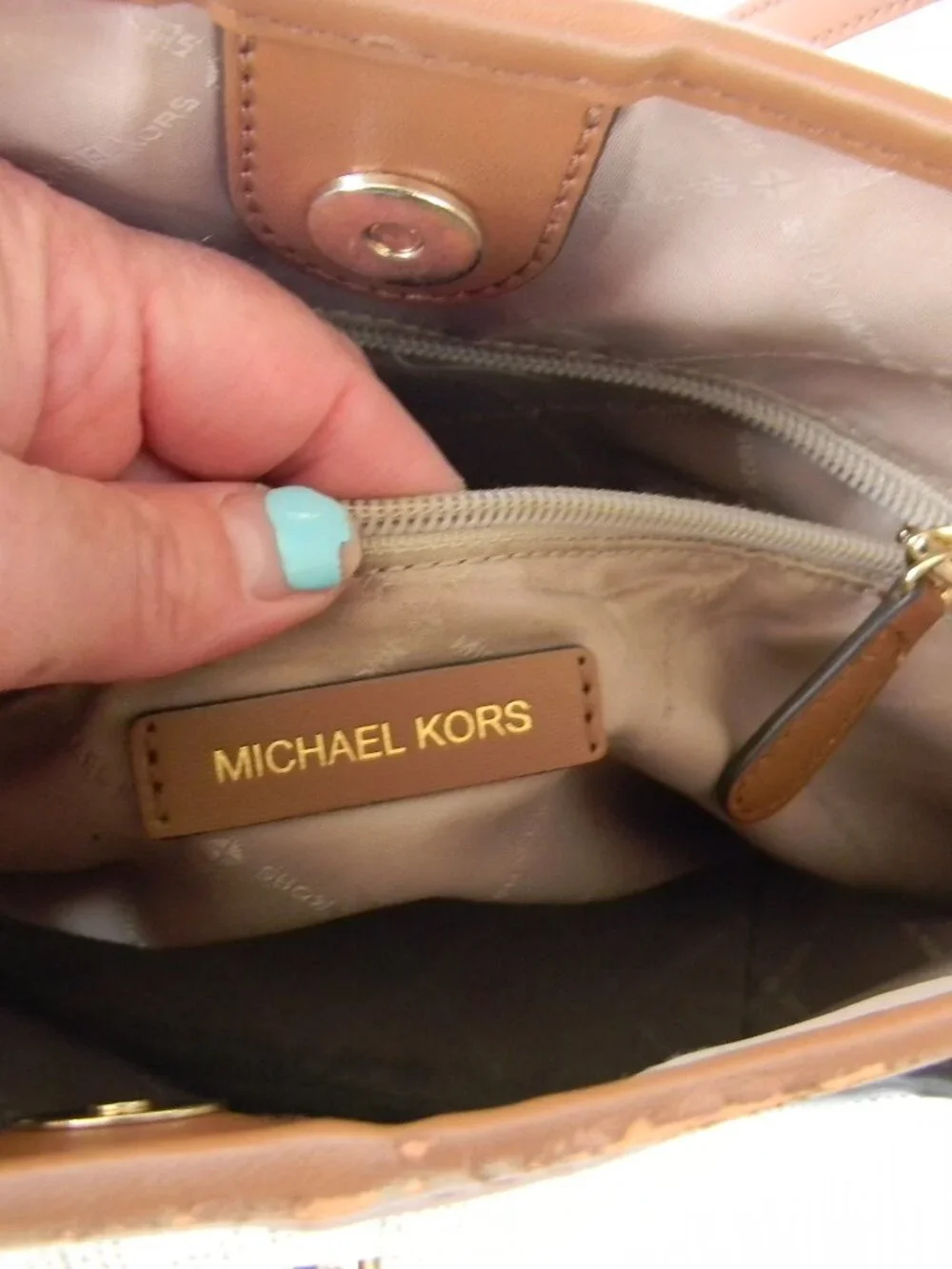 Michael Kors Jane LG VANILLA IVORY/TAN SIGNATURE LOGO MK CANVAS/LEATHER TOTE